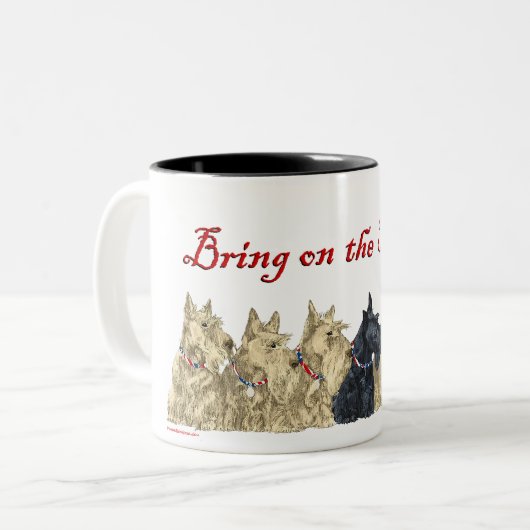 Wheaten & Black Scottish Terriers Zweifarbige Tasse (Vorderseite Links)