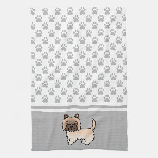 Wheaten Cairn Terrier Dog & Gray Paws Muster Geschirrtuch (Vertikal)