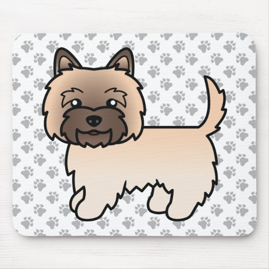 Wheaten Cairn Terrier Dog Illustration & Paws Mousepad (Vorne)