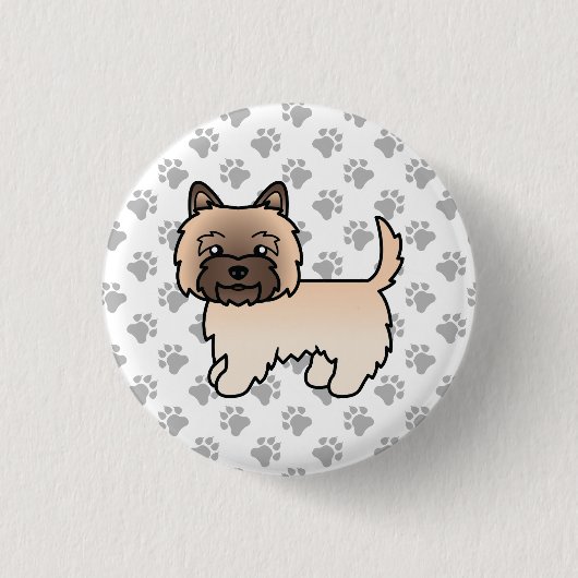 Wheaten Cairn Terrier Hund Niedliche Illustrations Button (Vorderseite)