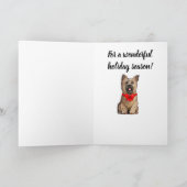 Wheaten Cairn Terrier Tragen eines Weihnachtsbows Karte (Innenseite)