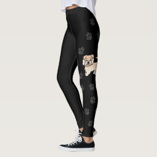 Wheaten Norfolk Terrier Cartoon Dog & Paws Leggings