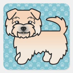 Wheaten Norfolk Terrier Cartoon Dog Zeichnend Blue Quadratischer Aufkleber