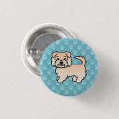 Wheaten Norfolk Terrier Dog On Blue Button (Vorne & Hinten)