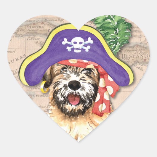 Wheaten Pirate Herz-Aufkleber (Vorderseite)