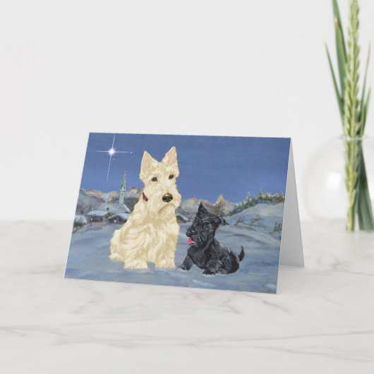 Wheaten Scottie and Pup Christmas Feiertagskarte (Vorderseite)