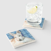 Wheaten Scottie Marble Coster Steinuntersetzer (Seitenansicht)