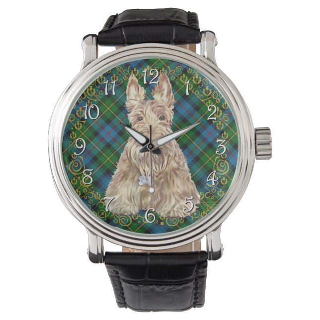Wheaten Scottie Tartan Armbanduhr (Vorderseite)