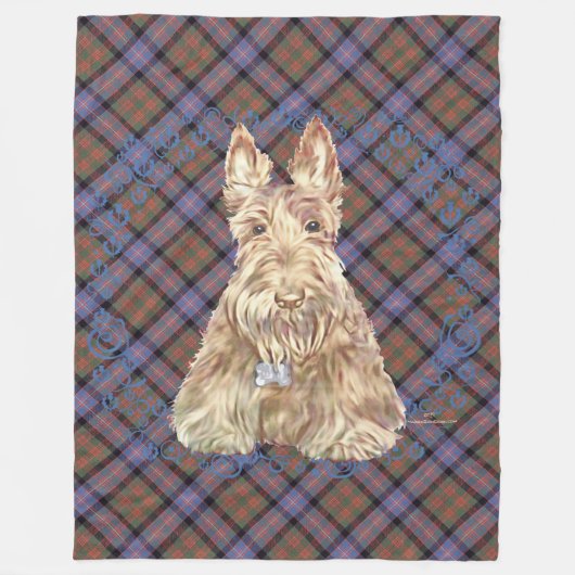 Wheaten Scottie Tartan Fleecedecke (Vorderseite)