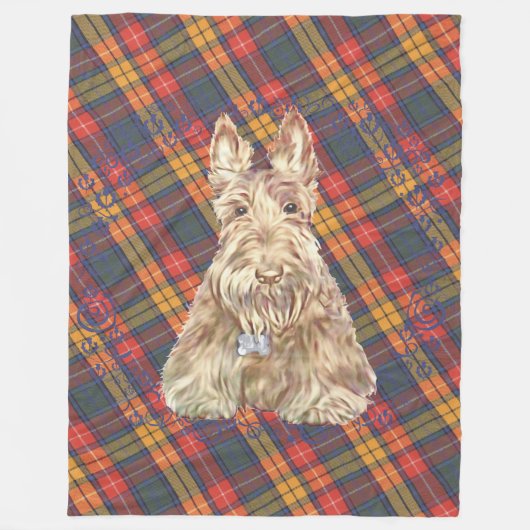 Wheaten Scottie Tartan Fleecedecke (Vorderseite)
