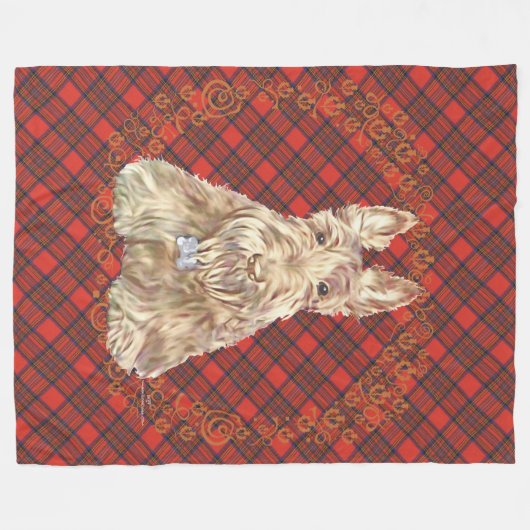 Wheaten Scottie Tartan Fleecedecke (Vorderseite (Horizontal))