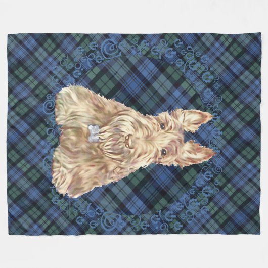 Wheaten Scottie Tartan Fleecedecke (Vorderseite (Horizontal))