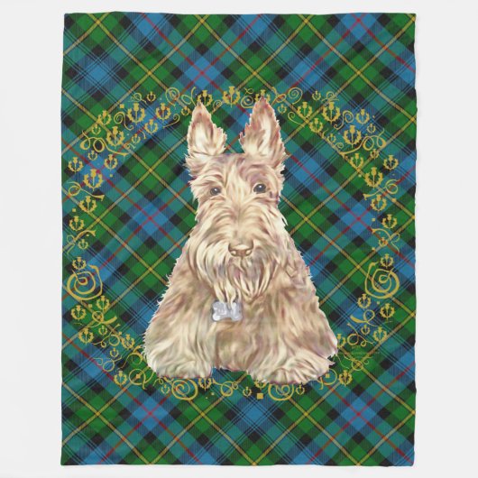 Wheaten Scottie Tartan Fleecedecke (Vorderseite)