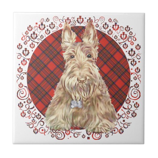 Wheaten Scottie Tartan Fliese (Vorderseite)