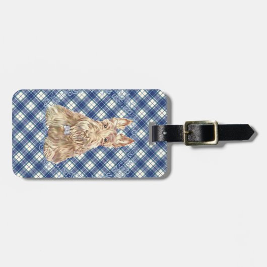 Wheaten Scottie Tartan Gepäckanhänger (Vorderseite horizontal)