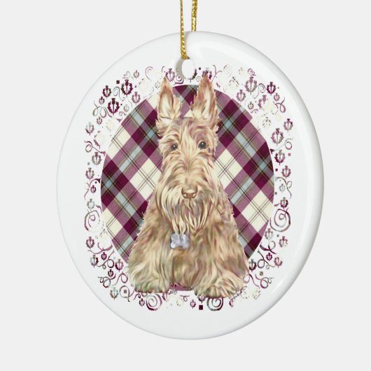 Wheaten Scottie Tartan Keramikornament (Links)
