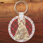 Wheaten Scottie Tartan Schlüsselanhänger (Vorderseite)