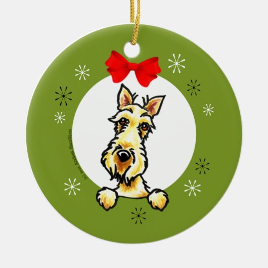 Wheaten Scottish Terrier Christmas Classic Keramikornament (Vorne)