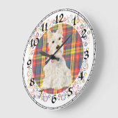 Wheaten Scottish Terrier Clock Große Wanduhr (Winkel)