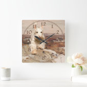 Wheaten Scottish Terrier Clock Quadratische Wanduhr (Zuhause)