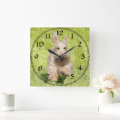 Wheaten Scottish Terrier Clock Quadratische Wanduhr (Zuhause)