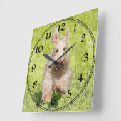 Wheaten Scottish Terrier Clock Quadratische Wanduhr (Winkel)