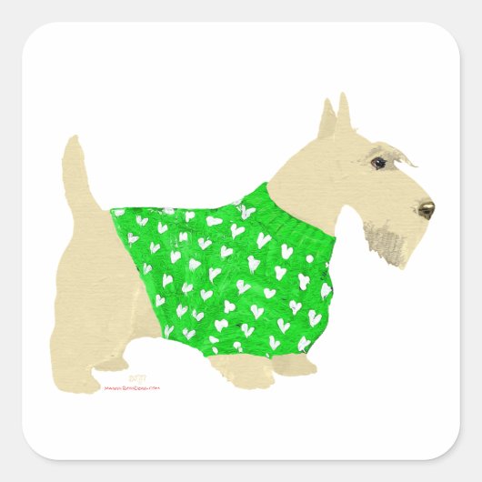 Wheaten Scottish Terrier Sweater Quadratischer Aufkleber (Vorderseite)