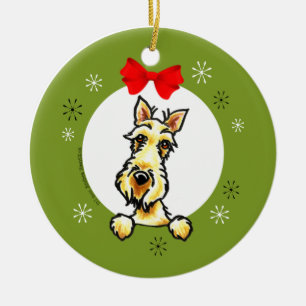 Wheaten Scottish-Terrier-Weihnachtsklassiker Keramikornament