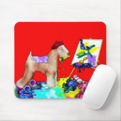 Wheaten Terrier Artist (Red Bkgd) Mousepad (Mit Mouse)