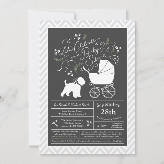 Wheaten Terrier Baby Shower Gender Neutral Einladung (Vorderseite)