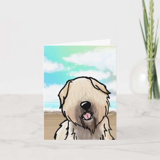 Wheaten Terrier Beach Note Card Dankeskarte (Vorderseite)