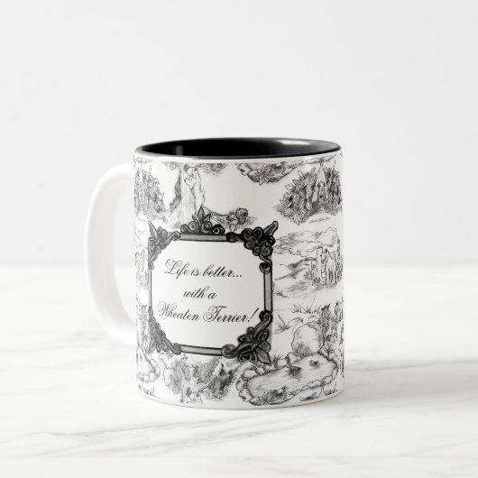 WHEATEN Terrier Black Toile mit/Anpassung Zweifarbige Tasse (Vorderseite Links)
