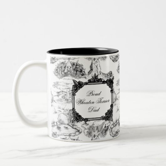 WHEATEN Terrier Black Toile mit Individuelle Name Zweifarbige Tasse (Links)