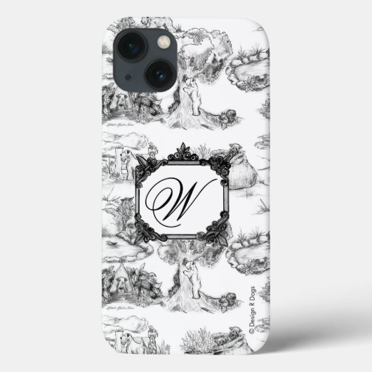 WHEATEN Terrier Black Toile mit Monogramm Case-Mate iPhone Hülle (Rückseite)