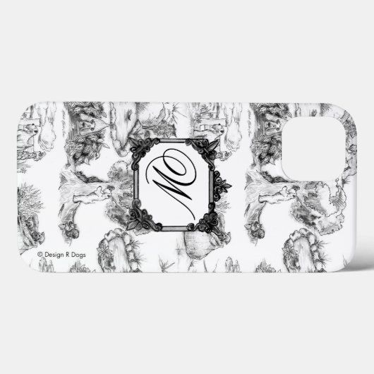 WHEATEN Terrier Black Toile mit Monogramm Case-Mate iPhone Hülle (Rückseite (Horizontal))