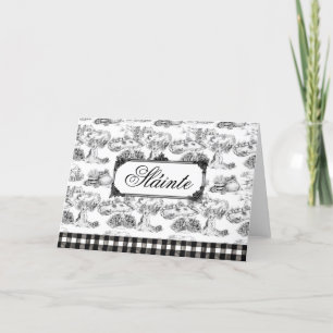 WHEATEN Terrier Black Toile "Sláinte" Gaelic Dankeskarte