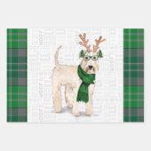Wheaten Terrier Christmas Dog und Green Kariert Geschenkpapier Set (Vorderseite)
