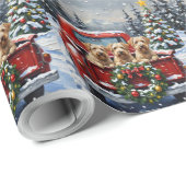 Wheaten Terrier Christmas Red Truck Holiday Gift Geschenkpapier (Rolleneckpunkt)