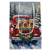 Wheaten Terrier Christmas Red Truck Holiday Gift Mittlere Geschenktüte (Rückseite)