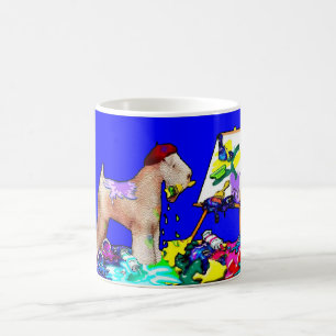 Wheaten Terrier: "Der Maler" (Blau) Kaffeetasse