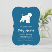 Wheaten Terrier Dog Baby Shower Blue Boy Einladung (Stehend Vorderseite)