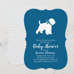 Wheaten Terrier Dog Baby Shower Blue Boy Einladung