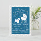 Wheaten Terrier Dog Baby Shower Blue Boy Einladung (Stehend Vorderseite)