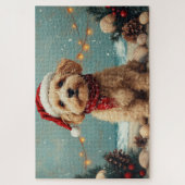 Wheaten Terrier Dog Christmas Vintag Beach Puzzle (Vertikal)