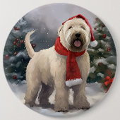 Wheaten Terrier Dog im Schnee Weihnachten Button (Vorderseite)