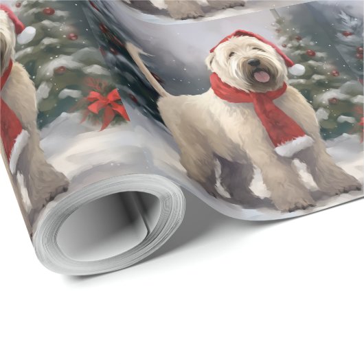 Wheaten Terrier Dog im Schnee Weihnachten Geschenkpapier (Rolleneckpunkt)