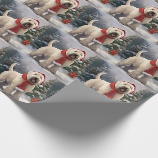Wheaten Terrier Dog im Schnee Weihnachten Geschenkpapier (Ecke)