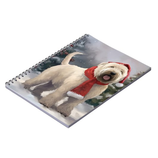 Wheaten Terrier Dog im Schnee Weihnachten Notizblock (Linke Seite)