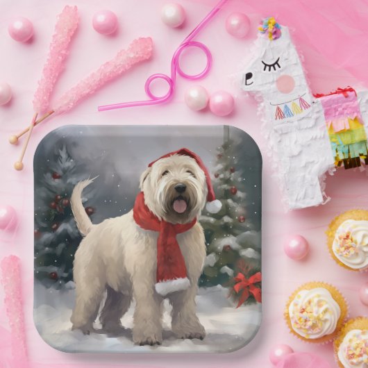 Wheaten Terrier Dog im Schnee Weihnachten Pappteller (Party)