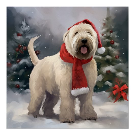Wheaten Terrier Dog im Schnee Weihnachten Poster (Vorderseite)